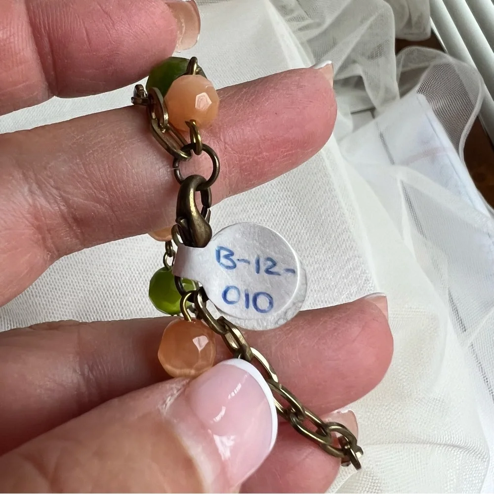 Genuine Gemstone Cat’s Eye Brass Chain Bracelet - Handmade NWT